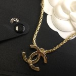 CHANEL necklace snake shaped scale chain cc smooth surface
